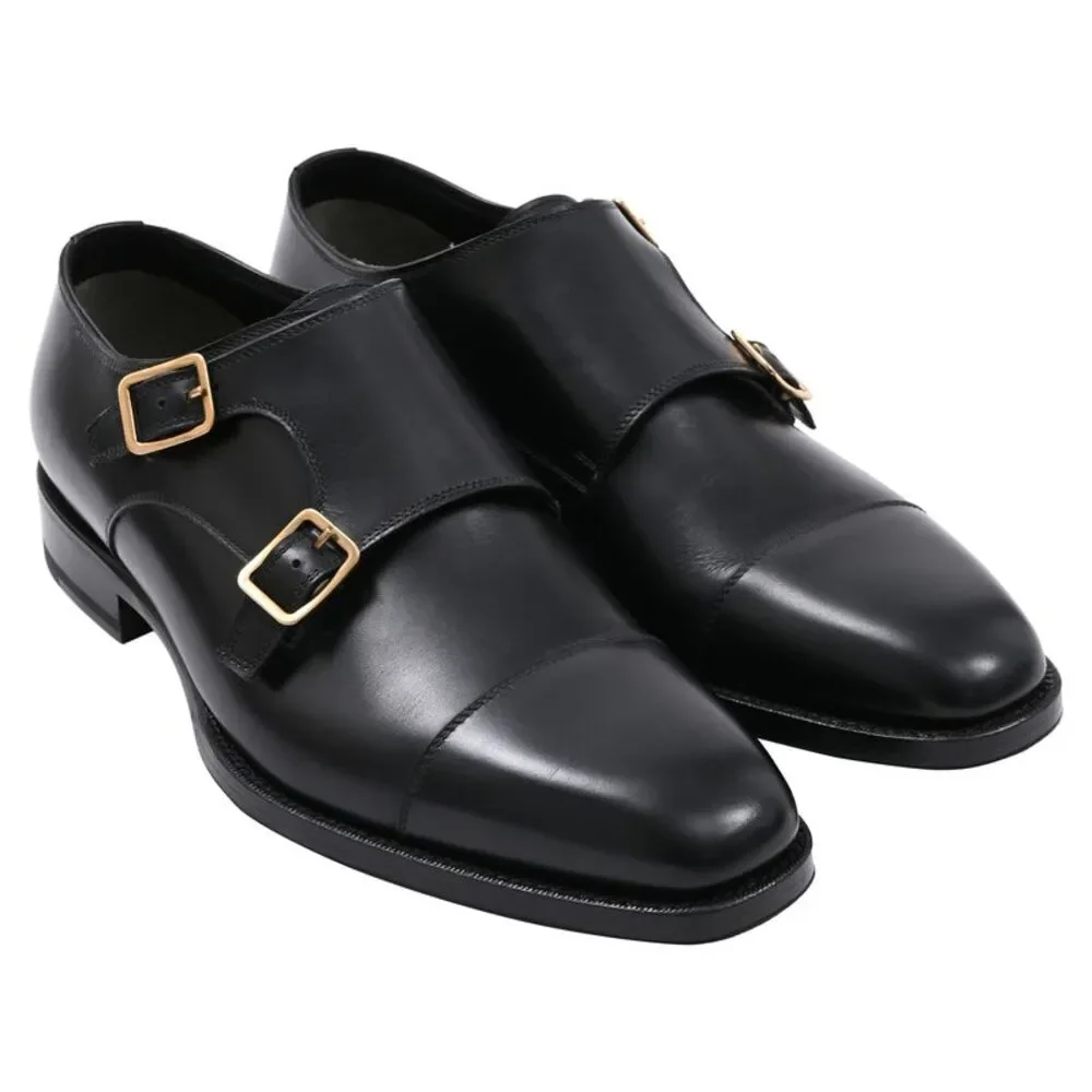 Tom Ford Claydon Double-Monk-Strap Shoes in Black Leather